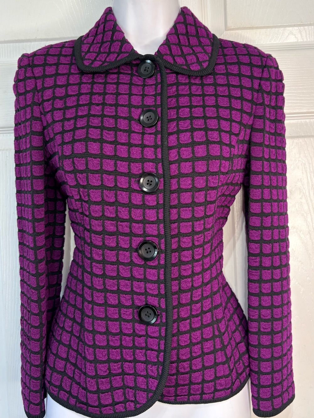 ST. JOHN Women's Knit Purple Cardigan Jacket Size 2